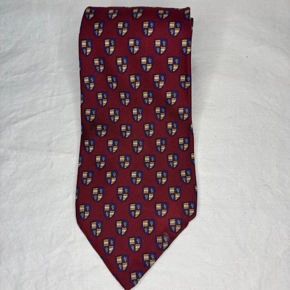 ROBERT TALBOTT for Nordstrom Silk Mens Tie Burgundy Blue Emblem